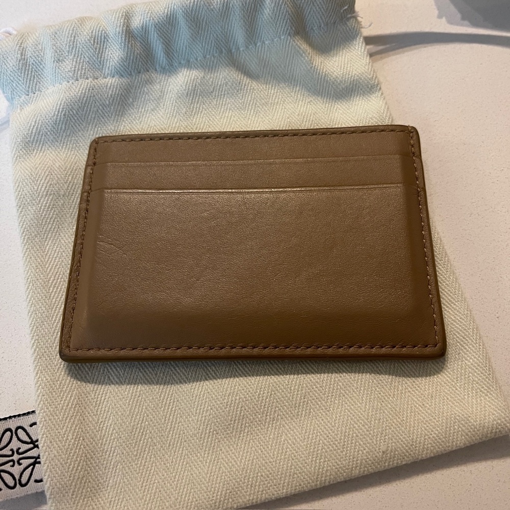 LOEWE x Suna Fujita Lemur Brown Calfskin Leather Card Holder wallet w/ Box - Picture 2 of 16